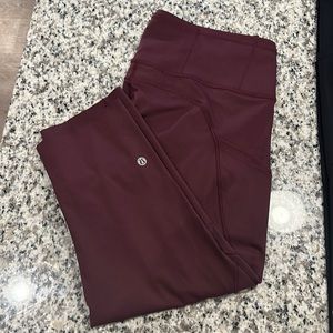 EUC SZ 12 LULULEMON Fast and Free leggings, 28”/cropped